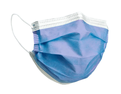 Blue disposable medical face mask with ear loops for personal protection