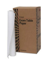 Crepe exam table paper roll and box, 12 rolls per box, medical disposable supply