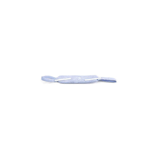Blue adjustable medical strap with hook and loop fasteners on a white background