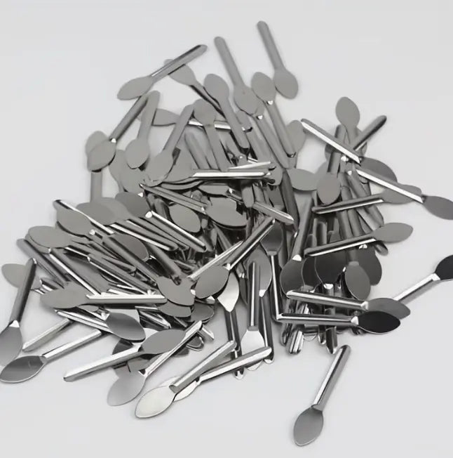 10 - Mini Laboratory Spoon Set, Stainless Steel Petri Dish Scoop, 2.76-inch Powder Scoop, Double-Ended Mixing Spoon Mini Sampler, Precision Laboratory Filling Tool, Suitable for Empty Bottles and Petri Dish Supplies