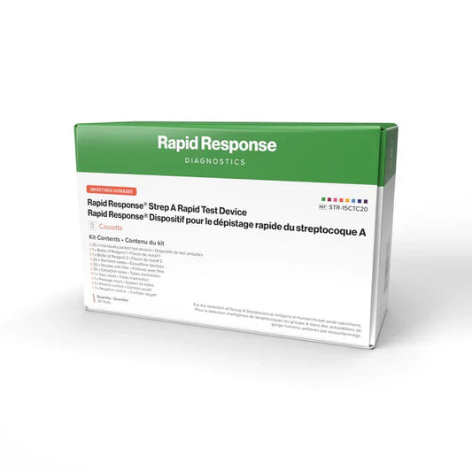 Rapid Response Strep A rapid test device box for medical diagnostic use