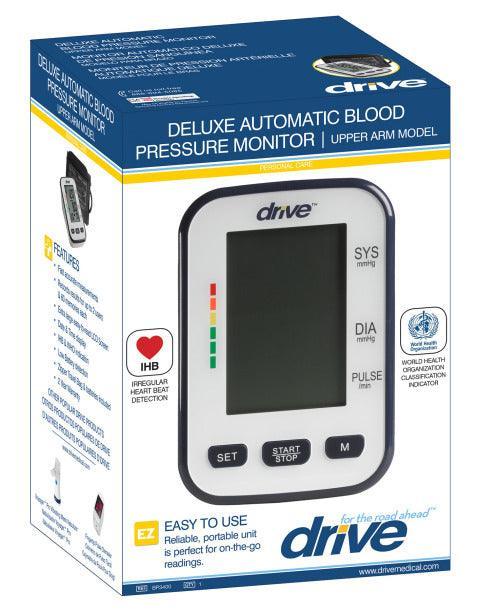 Deluxe automatic blood pressure monitor box for upper arm, digital display, home care medical device