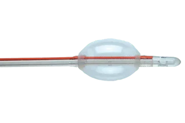 Close-up of a medical balloon catheter tube for healthcare procedures