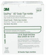 3M SoluPrep AQ antiseptic swab box, 50 single-use non-sterile skin prep swabs
