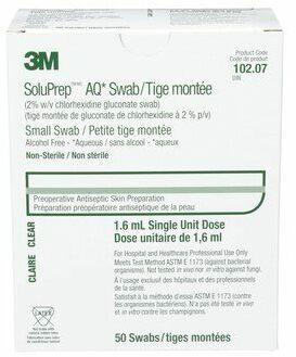 3M SoluPrep AQ antiseptic swab box, 50 single-use non-sterile skin prep swabs