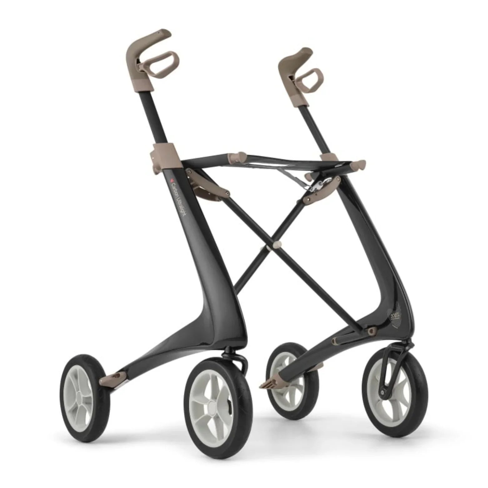 Modern lightweight rollator walker with four large wheels and ergonomic handles