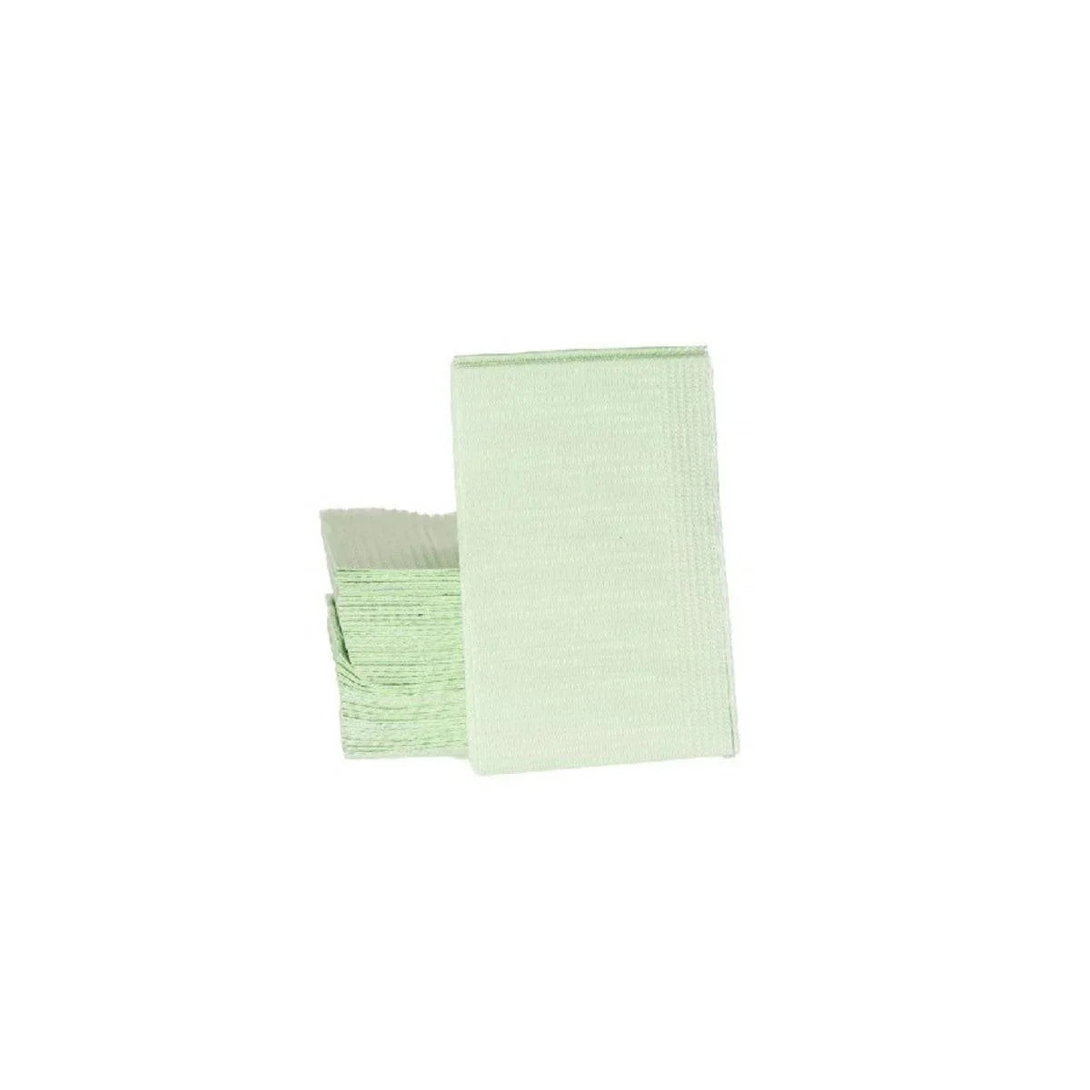 Green disposable waxing strips stack for esthetic and skincare treatments