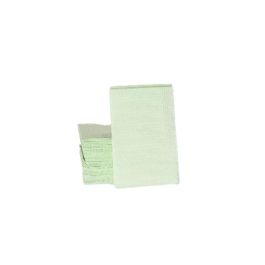 Green disposable waxing strips stack for esthetic and skincare treatments