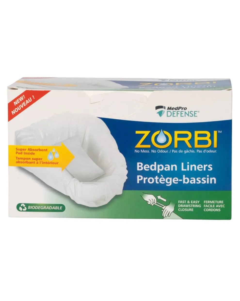 ZORBI Biodegradable Commode Pail and Bedpan Cover, 15.75 x 23.5" | 764104