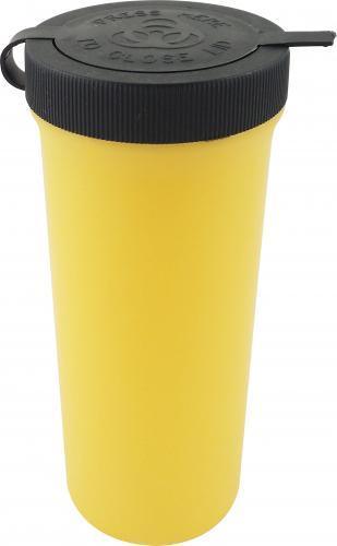 Yellow medical sharps disposal container with black secure twist lid