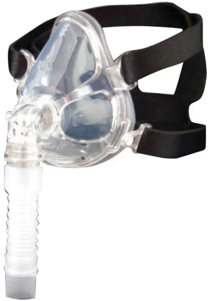 Clear CPAP full face respiratory mask with adjustable headgear for sleep therapy
