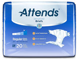 Attends adult briefs pack, size regular 44–56 inches, 20 disposable incontinence diapers