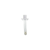 Clear plastic medical airway tube for respiratory care on white background