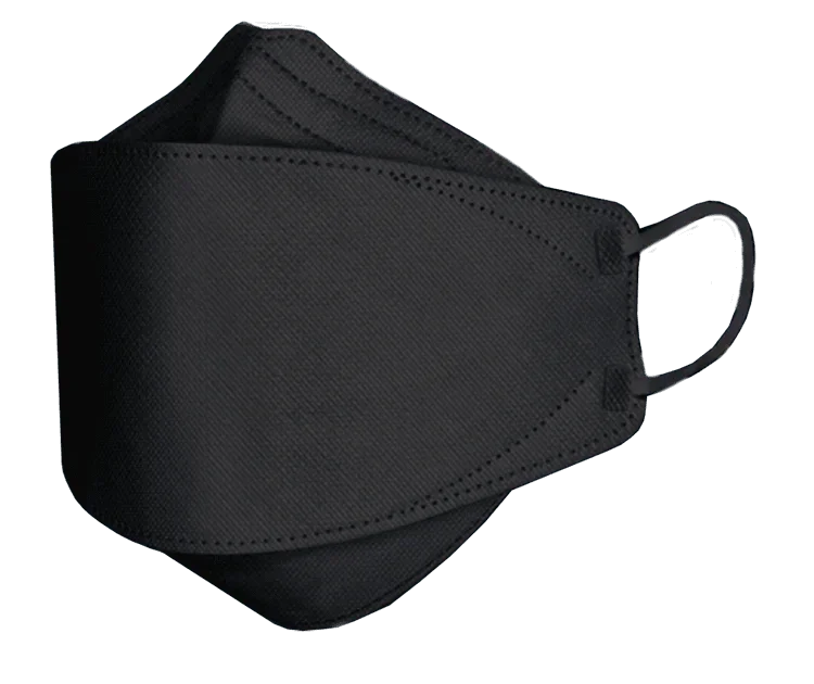 Black KN95 face mask with ear loops, protective medical mask for respiratory safety