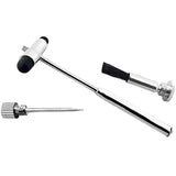Reflex hammer set with brush and pointed tool for neurological examination on white background