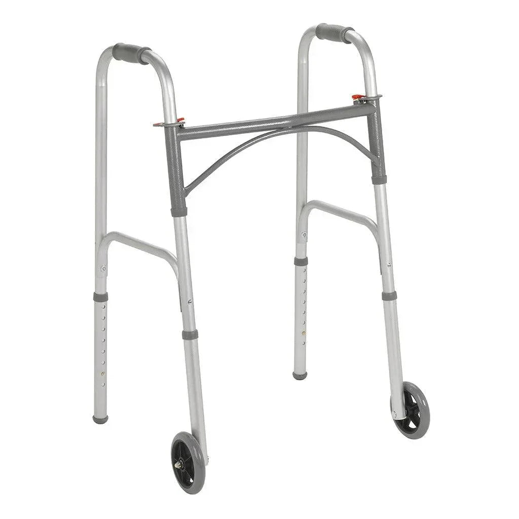 Lightweight adjustable medical walker with front wheels for mobility support
