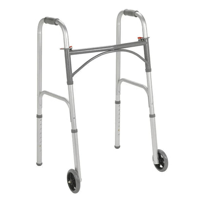 Lightweight adjustable medical walker with front wheels for mobility support