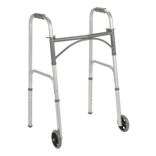 Lightweight adjustable medical walker with front wheels for mobility support