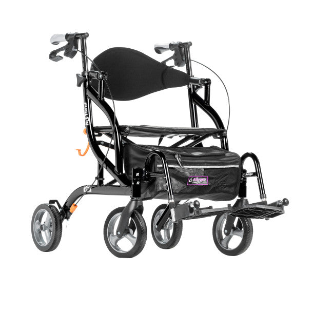 Airgo Fusion F20 Side-Folding Rollator & Transport Chair Black | 700-935BK