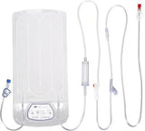 IV solution set with transparent fluid bag and medical tubing for infusion therapy