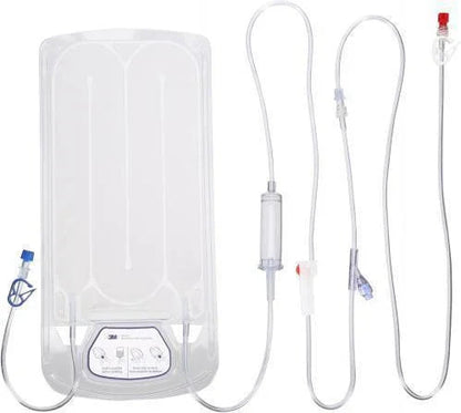IV solution set with transparent fluid bag and medical tubing for infusion therapy