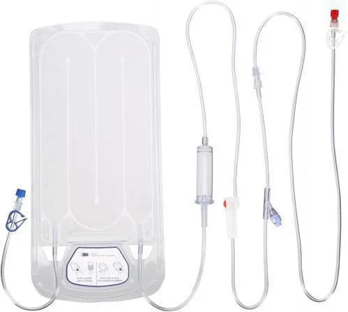 IV fluid bag set with tubing and connectors for medical infusion therapy