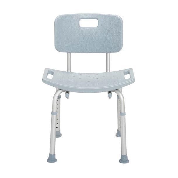 Adjustable shower chair with backrest and non-slip feet for bathroom safety