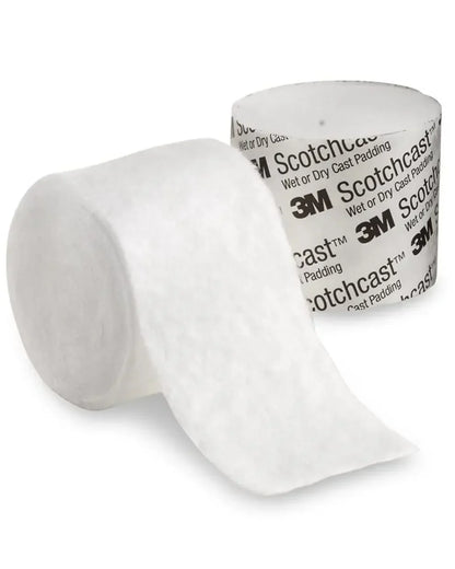 3M Scotchcast wet or dry cast padding medical supply roll, white, unrolled