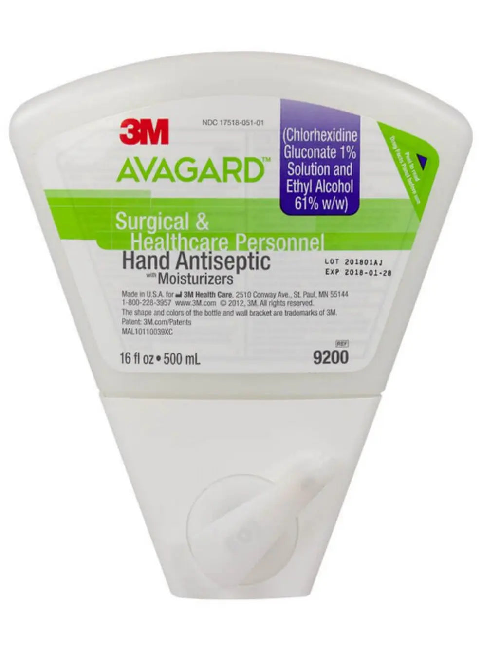 3M™ Avagard Surgical Hand Antiseptic with Moisturizers, Dispenser Bottle, 500 mL  3M9200  | 8 Units/Case