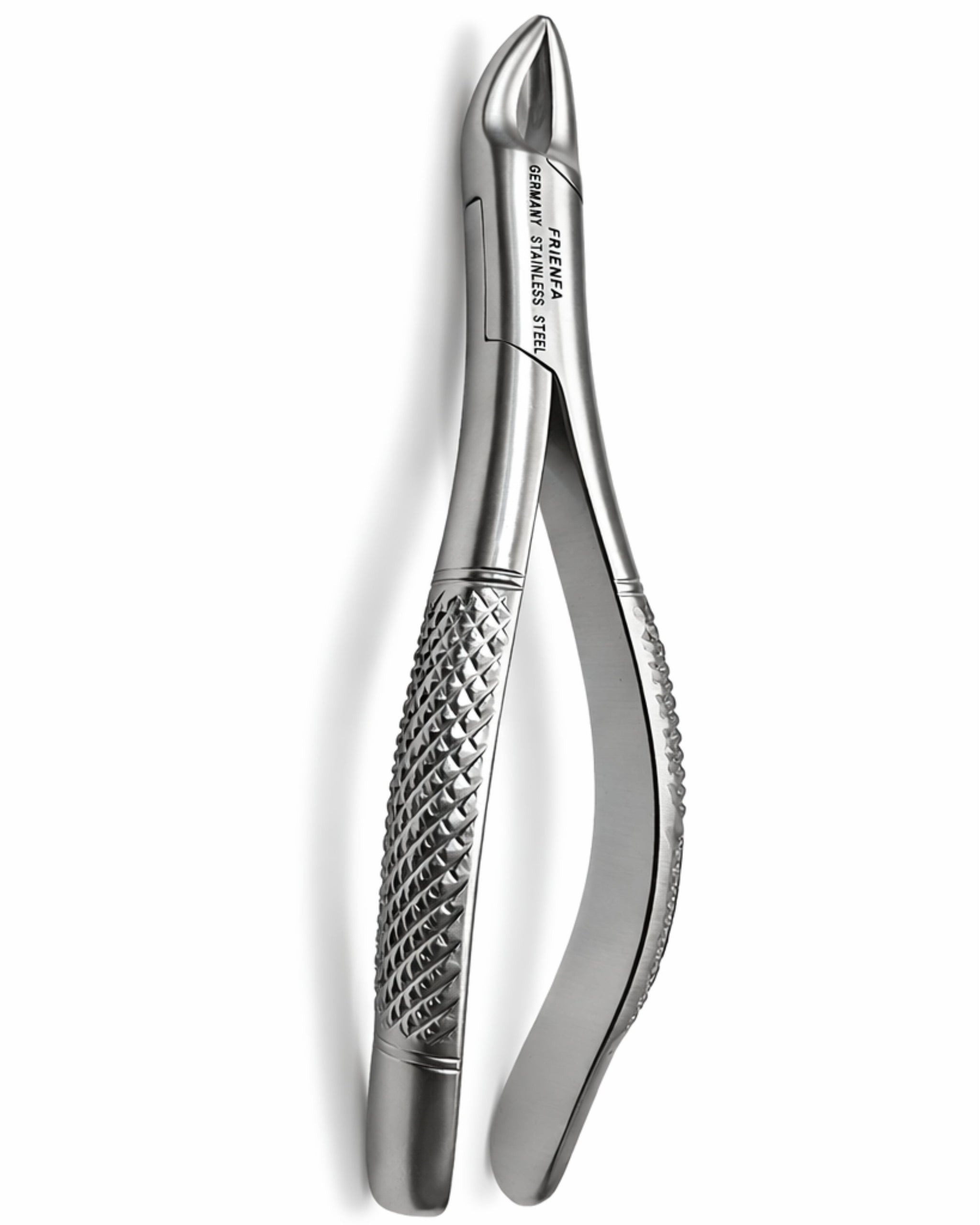 German stainless steel dental extraction forceps with textured grip for precise handling