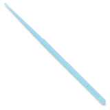 Blue plastic medical curette with fine loop tip on white background