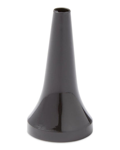 Black cone-shaped medical funnel for home care or lab use, smooth surface, white background