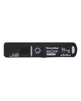 Small black reusable blood pressure cuff with Velcro, labeled for infants, no tube attached