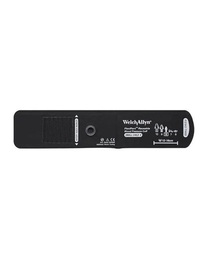 Reusable small child blood pressure cuff, black, with clear labeling and no tube or connector