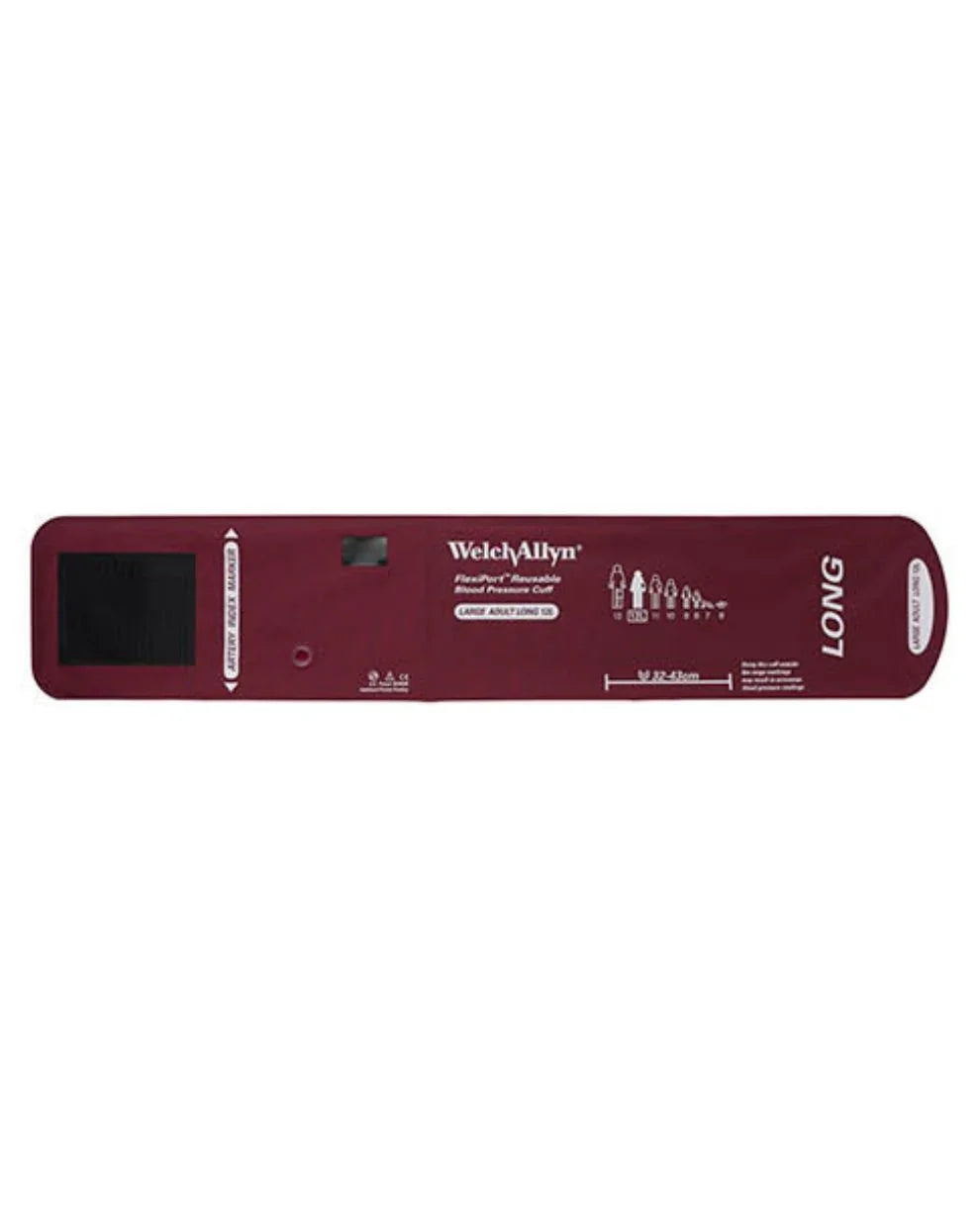 Large adult maroon blood pressure cuff without tube, reusable medical accessory