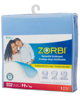 Zorbi reusable waterproof underpad with tuck-in flaps, queen size, for home care and incontinence protection