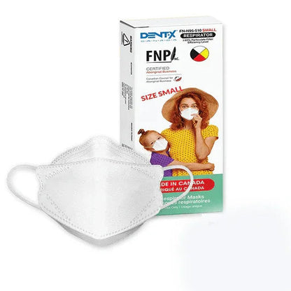 Small size white respirator mask with packaging, suitable for adults and children, FN95-certified.