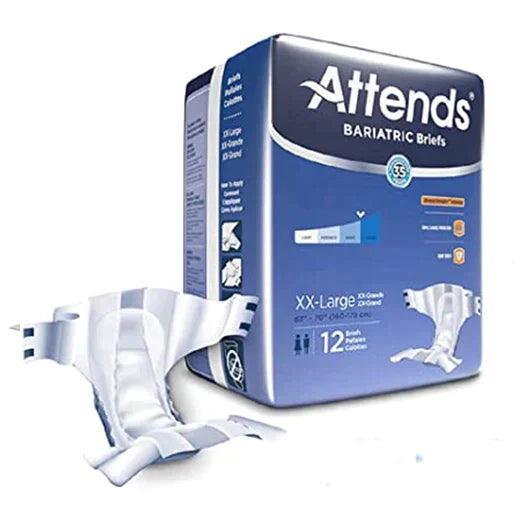 Attends bariatric briefs XX-Large adult diapers package, 12 count, incontinence supplies