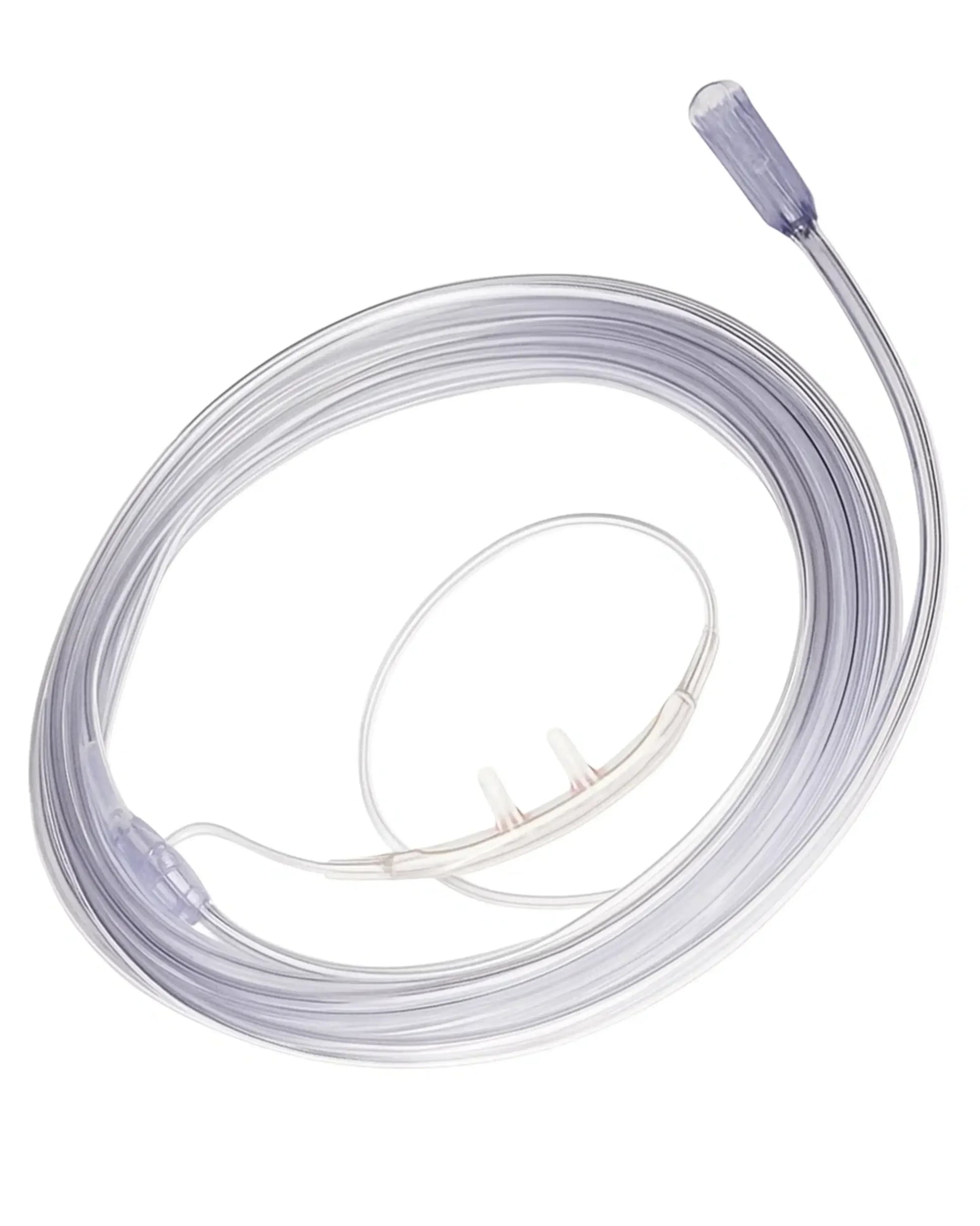 Clear nasal oxygen cannula tubing for respiratory therapy and home medical care