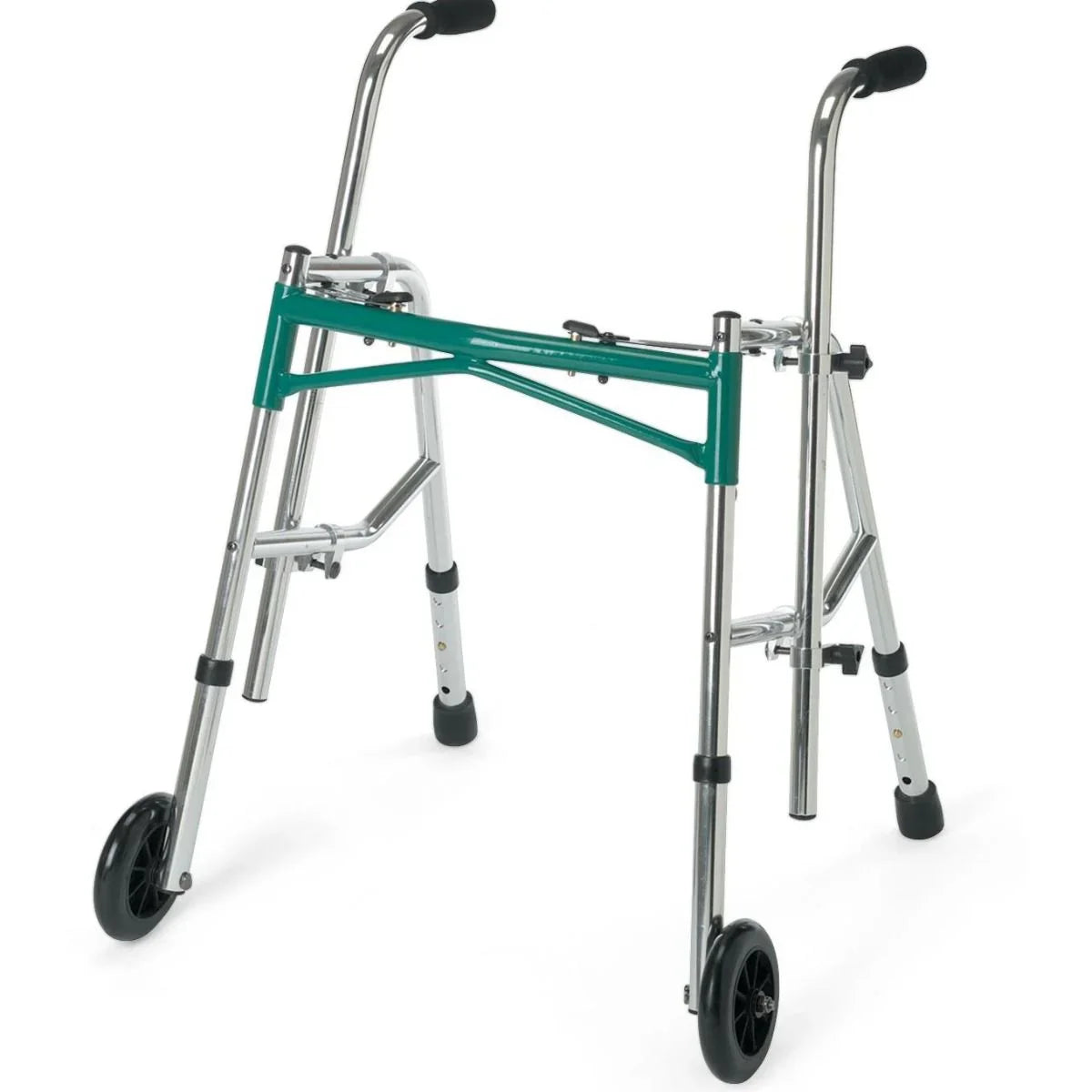 Adjustable folding walker with wheels for mobility and home care support