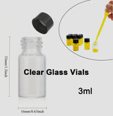 3 ml 100pcs Clear Small Glass Vials with Leak-Proof Screw Caps Suitable for, PE Liner Caps Compatible for HPLC, GC, Sample Preservation, Borosilicate Glass Tubes for Chemistry, Biology, Pharmaceutical Testing