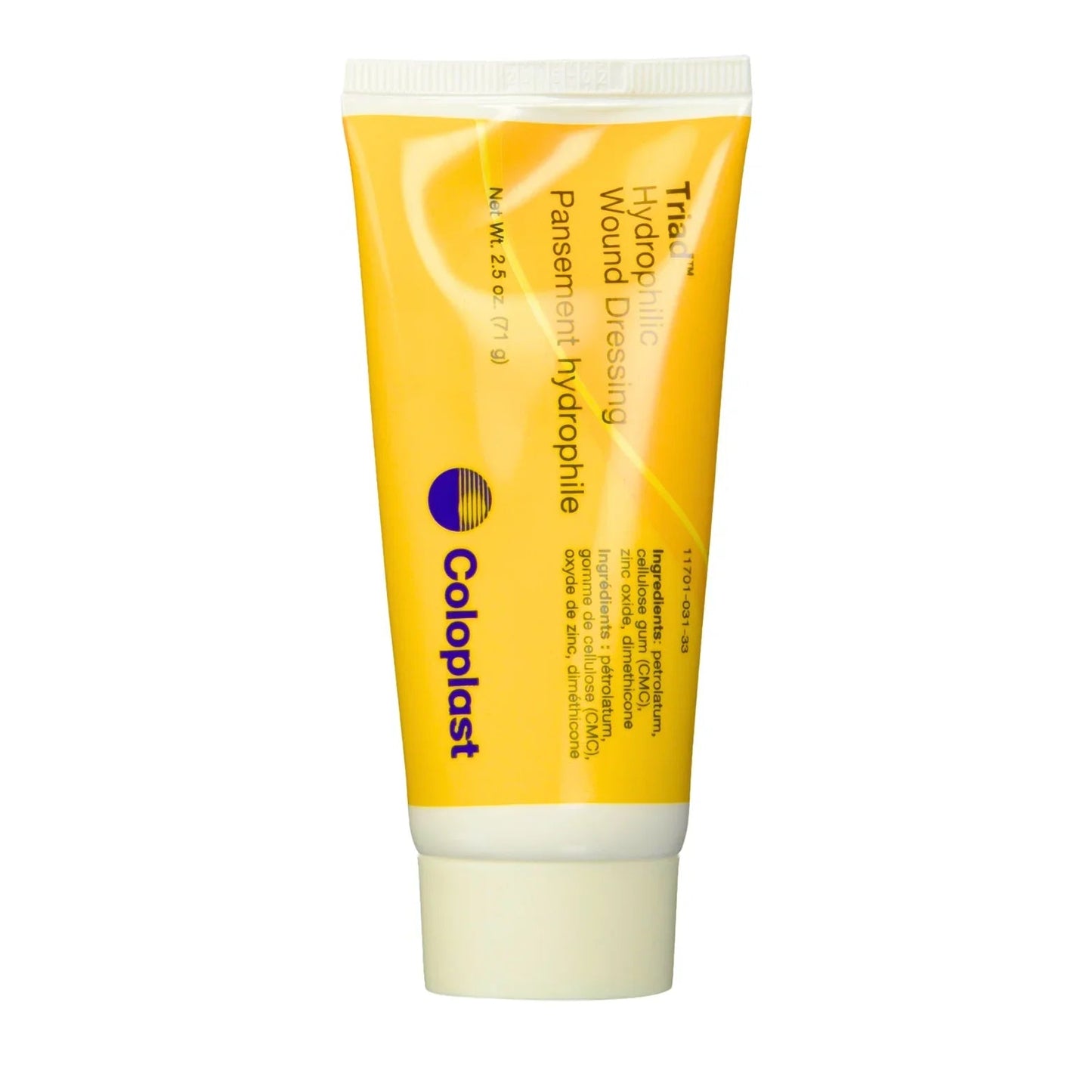 Coloplast Triad hydrophilic wound dressing tube for skin and wound care, 2.5 oz yellow packaging
