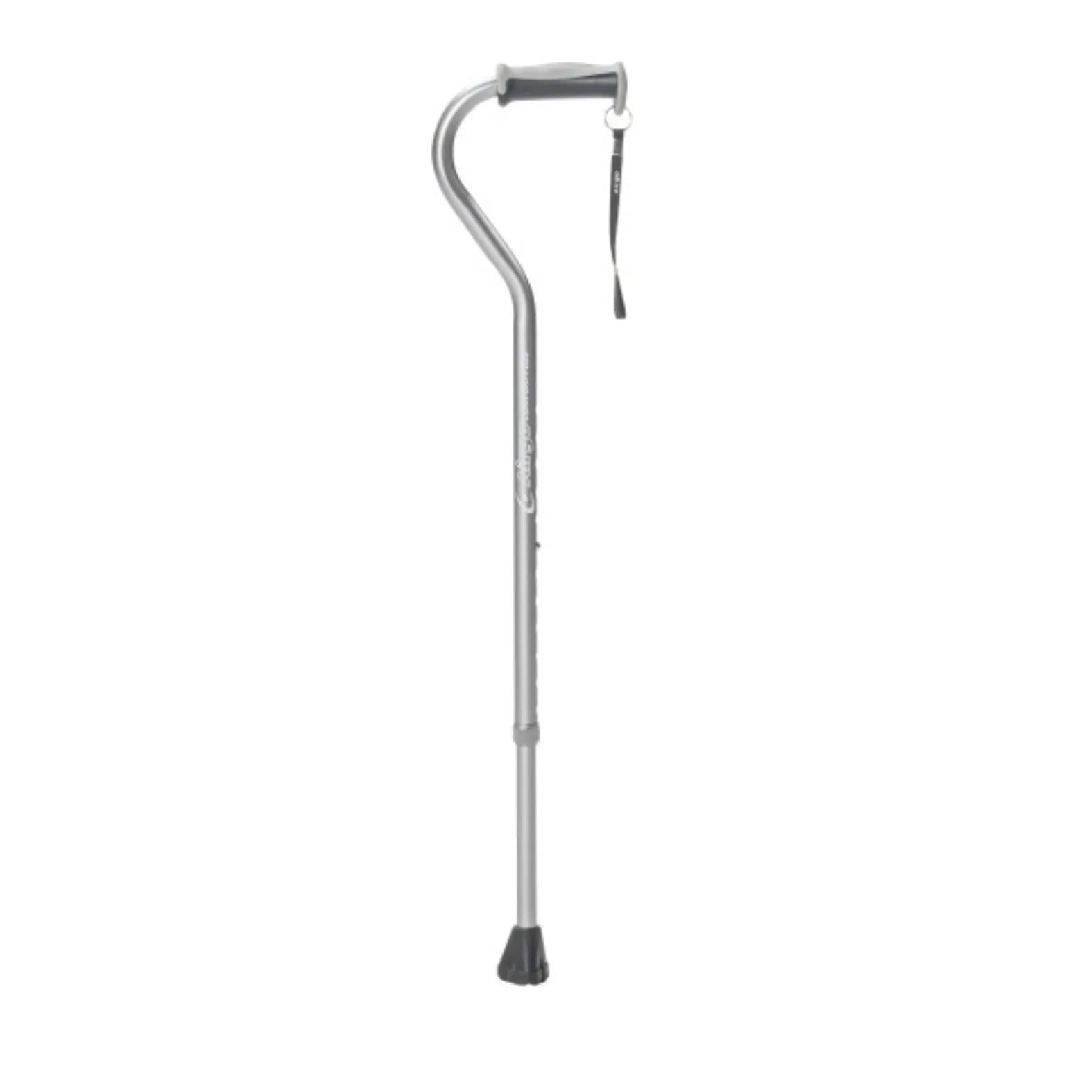 Adjustable aluminum walking cane with ergonomic handle and wrist strap, mobility aid