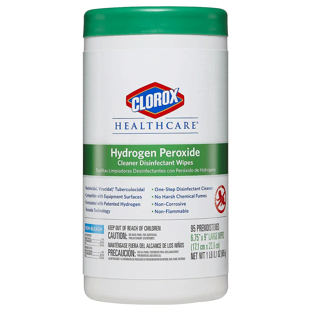 Clorox Healthcare hydrogen peroxide cleaner disinfectant wipes container, 95 count, for medical use