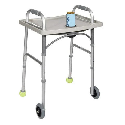 Medical walker with tray and drink holder, two front wheels, mobility aid for home care