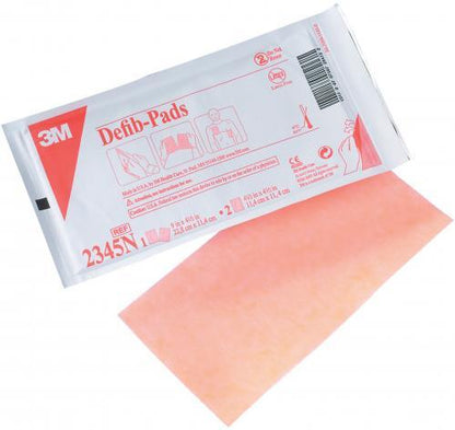 3M defibrillator electrode pads in packaging with a single pad displayed for medical use