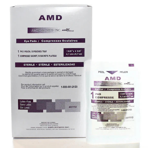 AMD sterile eye pads box and single-pack unit, latex-free medical eye care supply