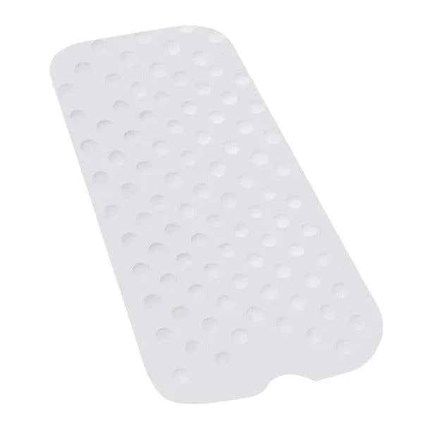 White non-slip rubber bath mat with suction cups for home care and safety