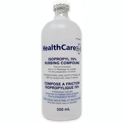 500mL bottle of HealthCare Plus isopropyl 70% rubbing compound antiseptic solution