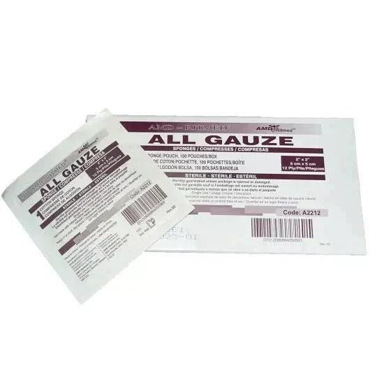 Sterile gauze sponges in individual packaging for wound care and medical use